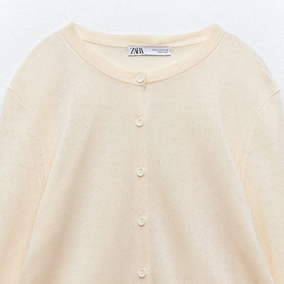 ZARA MULBERRY SILK BLEND FINE KNIT CARDIGAN - Picture 6 of 8